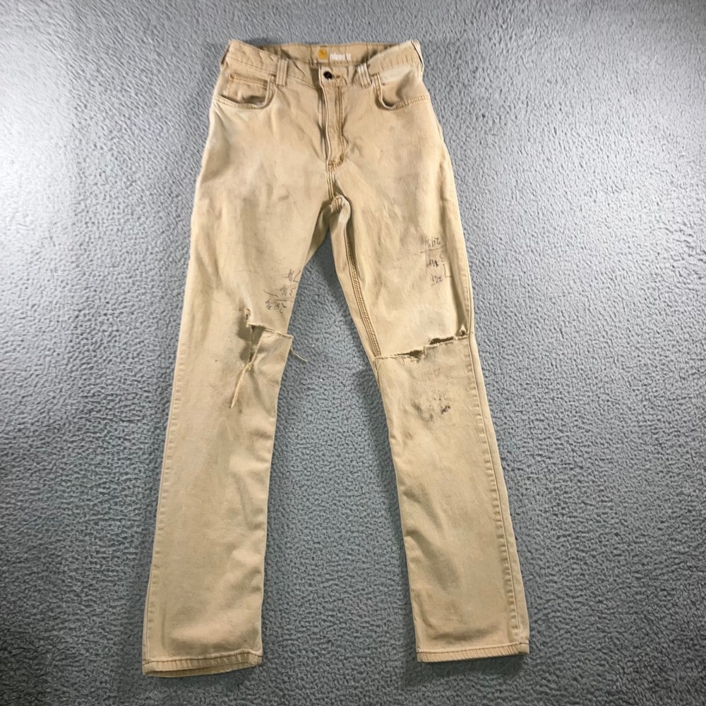 Vtg Style Carhartt Canvas Pants 30x34 Thrashed Destroyed Grunge Work Fit 30x32